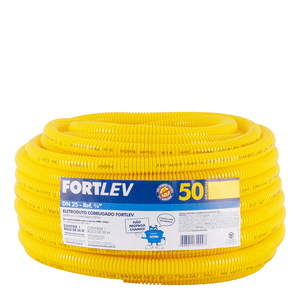 Eletroduto Corrugado 25mm 50m Rolo Amarelo Fortlev - 92652