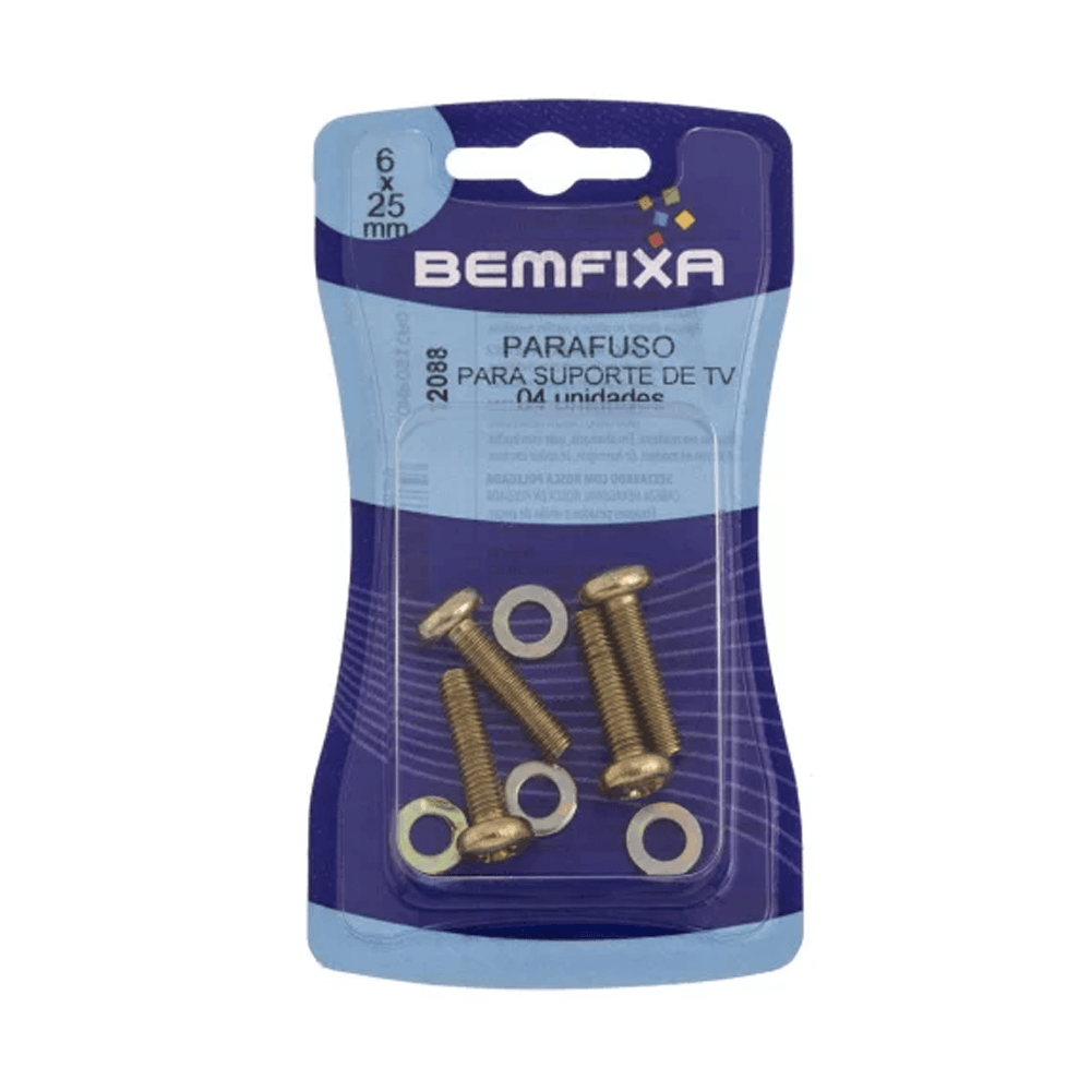 Parafuso Para Suporte De TV M6X25 Bemfixa - Village Home Center