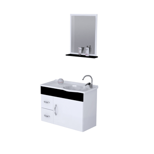 Conjunto Gabinete de Banheiro Siena 55,5cm Preto e Branco Rorato- 103994