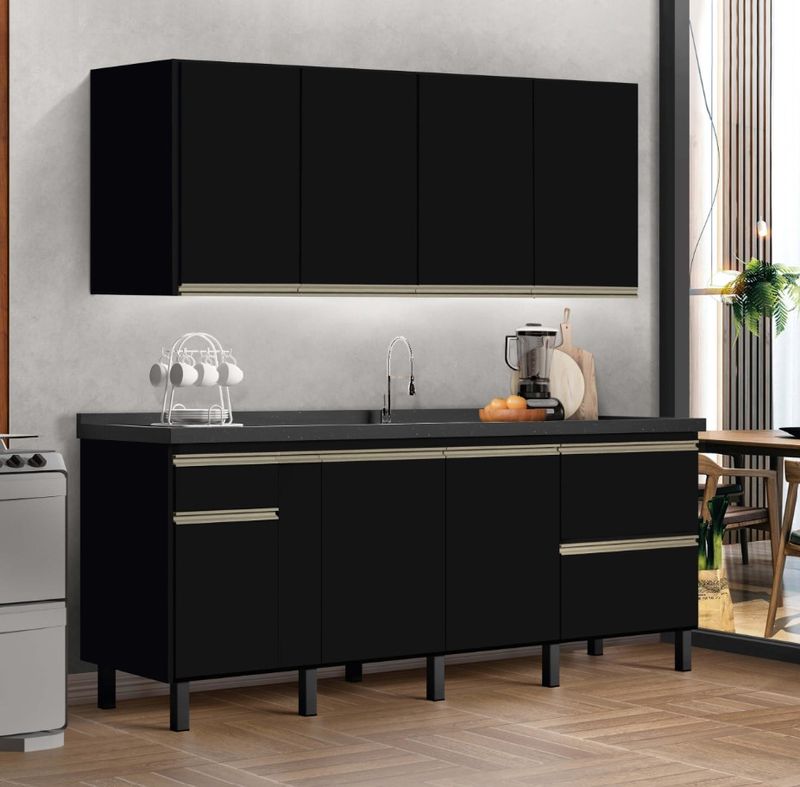 Gabinete Munique 174cm Black Intense MM Gabinetes | Village