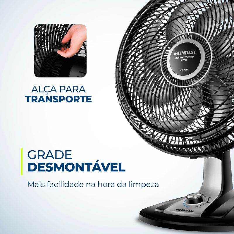 Ventilador de Mesa 40cm Super Turbo 8 Pás Chrome 127V VTX-40 Ventilador de Mesa 40cm Super Turbo 8 Pás Chrome 127V VTX-40