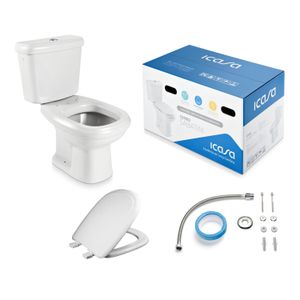 Combo Vaso Sanitário com Caixa Acoplada e Assento Sabatini Branco Icasa - 94577
