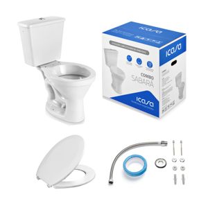 Combo Sabará Bacia Com Caixa Acoplada Assento e Acessórios Branco Icasa - 103206