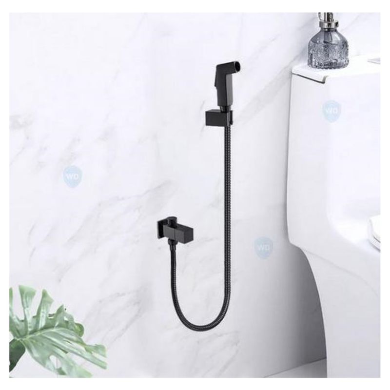 Ducha Higiênica Quadrada Com Gatilho 1/4 de Volta Preto Fosco 1856