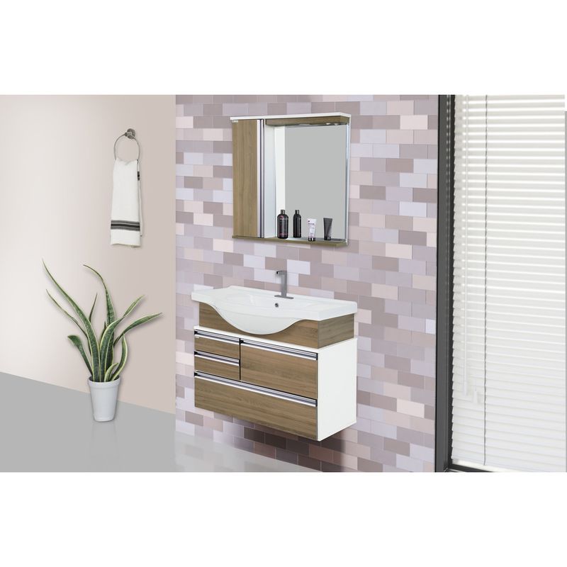 Unity Re clair フィトンチッド2個セット Conjunto Gabinete de Banheiro 83,5cm + Espelheira, Pia e Cuba