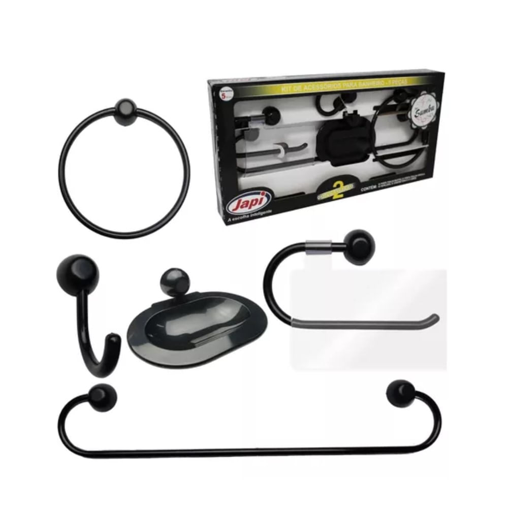 Kit Acessórios Samba 5 Peças Preto Japi - Village Home Center
